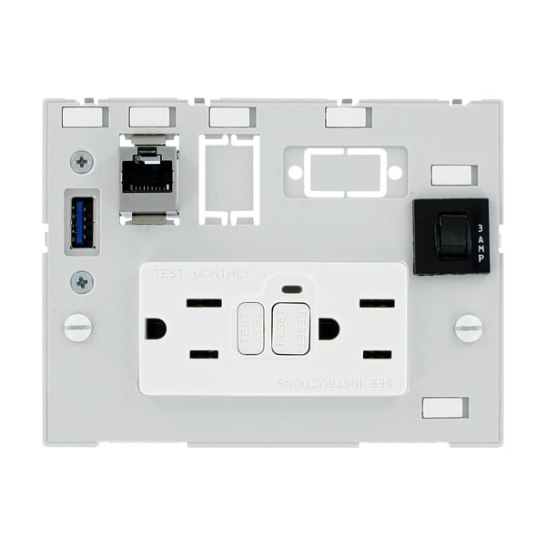 Murrelektronik MODLINK MSDD DBL COMBI INSERT 2XNEMA 5-15, GFCI+1xRJ45 fem./fem.+1xUSB-A fem./fem.+1x3A fuse 4000-68000-4100000 - main